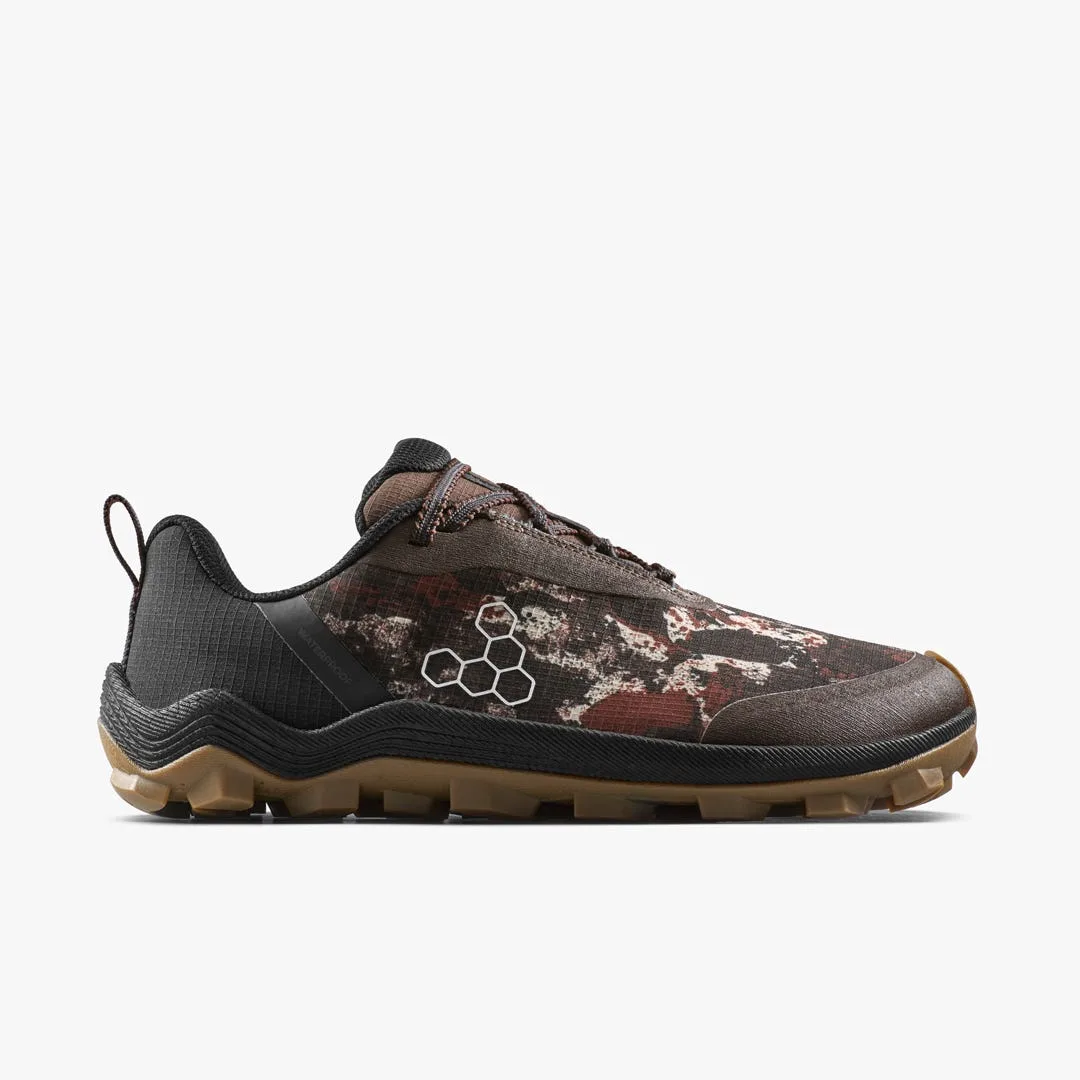 Кроссовки Vivobarefoot Primus Trail Flow Waterproof — мужская модель, серо-коричневый с узором