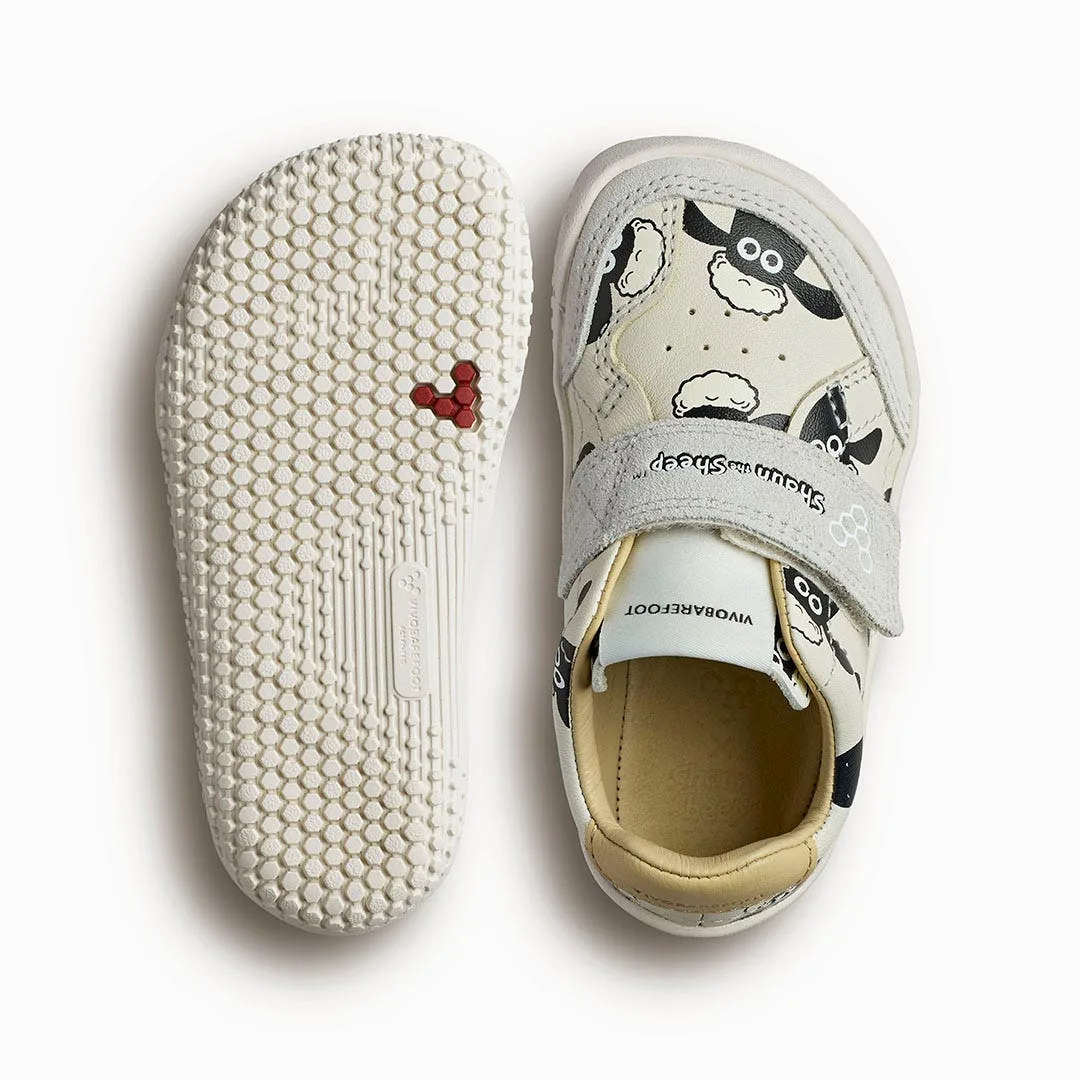 Кроссовки Vivobarefoot Gobi Sneaker — для малышей, белый с принтом «Барашек Шон», фото 2