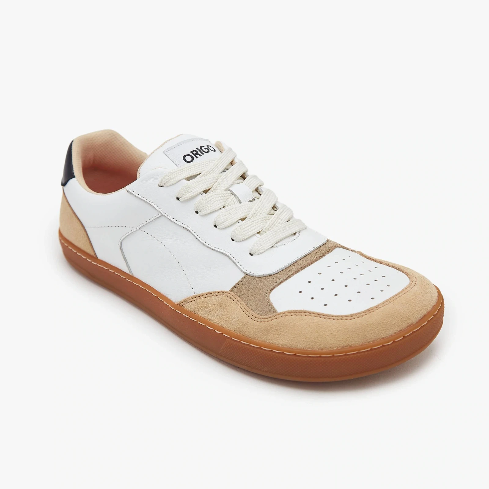 Босоногие кеды Origo Modern Retro Sneaker — белый с бежевой замшей — фото 1 из 7