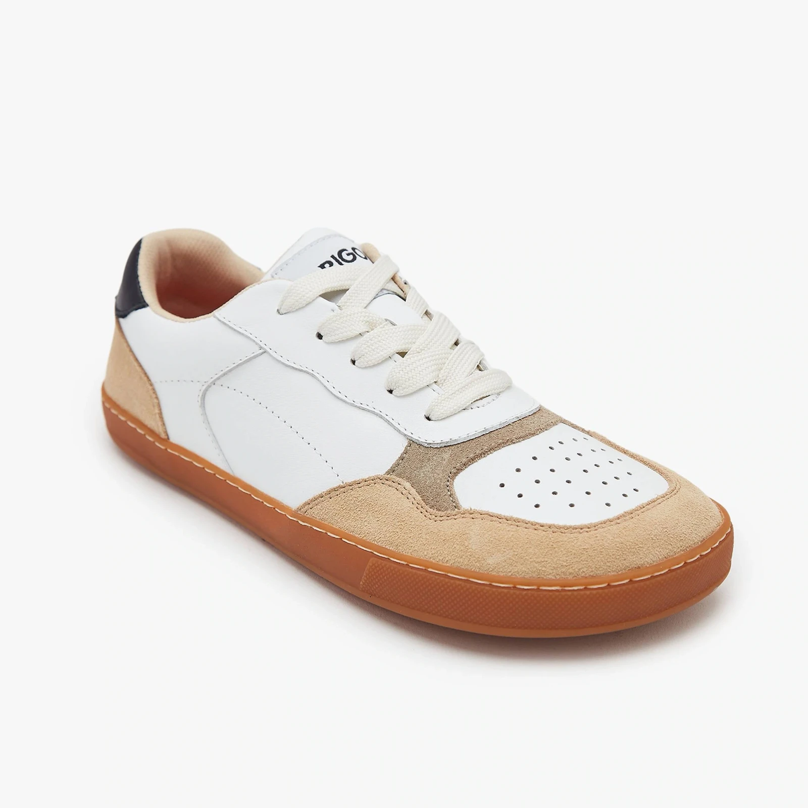 Босоногие кеды Origo Modern Retro Sneaker — белый с бежевой замшей — фото 1 из 7