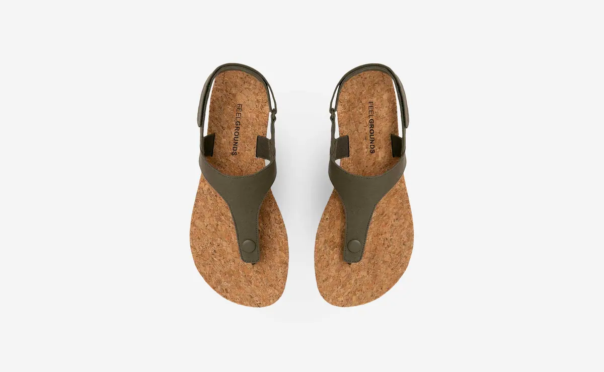 Босоногие сандалии Feelgrounds Seaside Twill — оливковый, фото 4